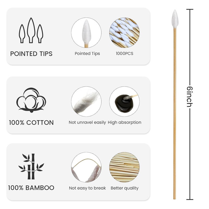 PINGMIC 200 PCS 6-Inch Precision Gun Cleaning Swabs - Lint-Free Bamboo-Handle Cotton Swabs for Gun Cleaning, Makeup & Electronics - Image 3